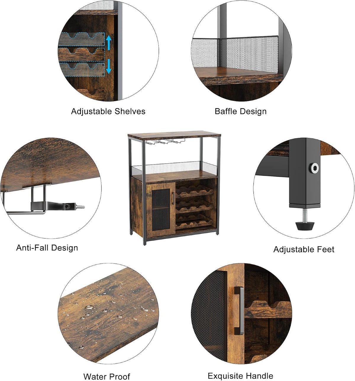 Modern Wood Wine Liquor Storage Bar Cabinet