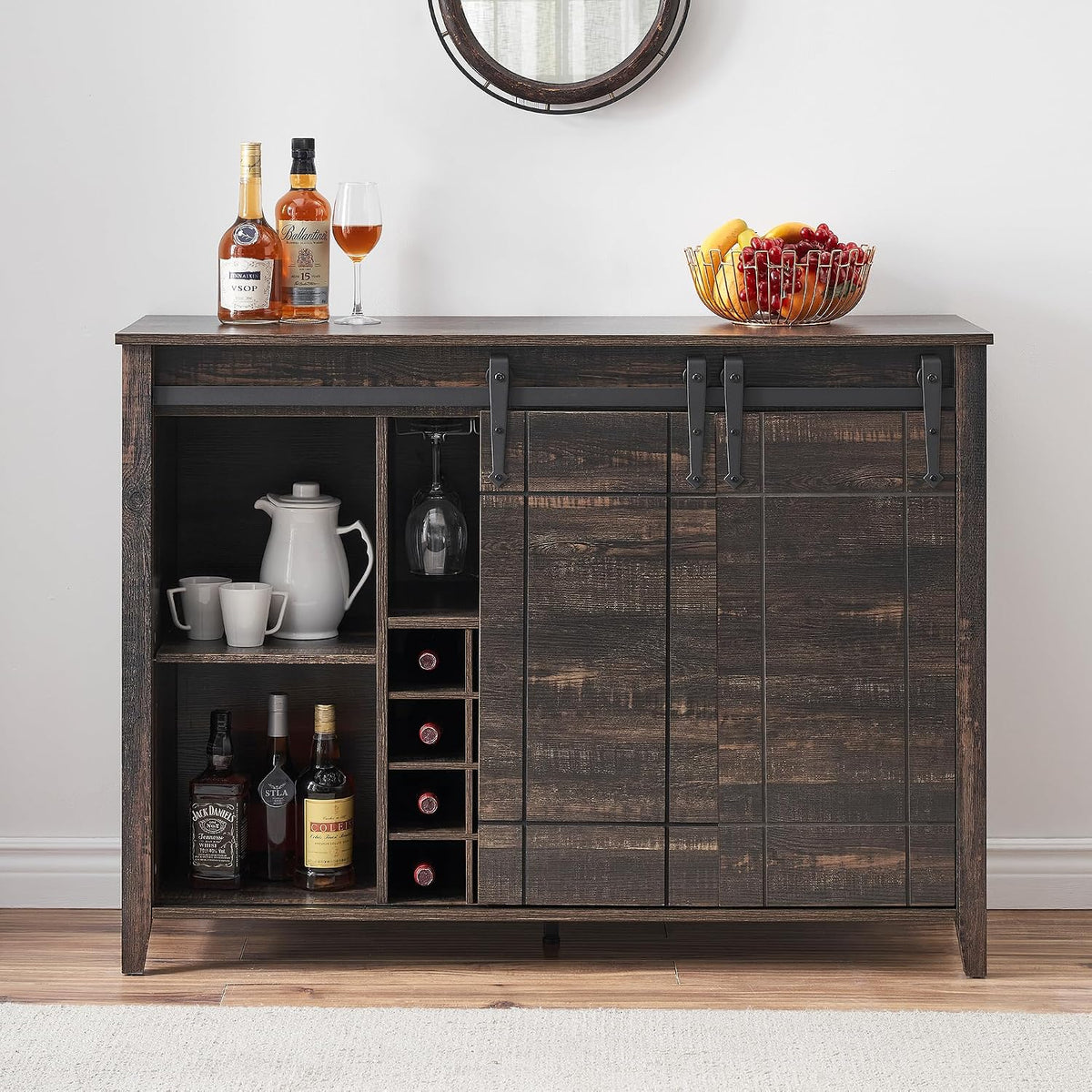Farmhouse Wine Coffee Storage Bar Cabinet