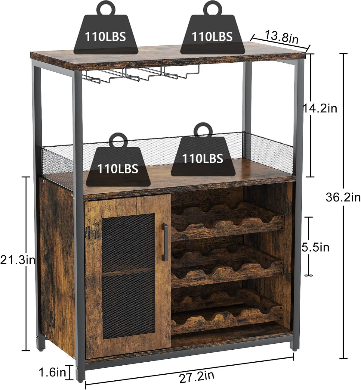 Modern Wood Wine Liquor Storage Bar Cabinet