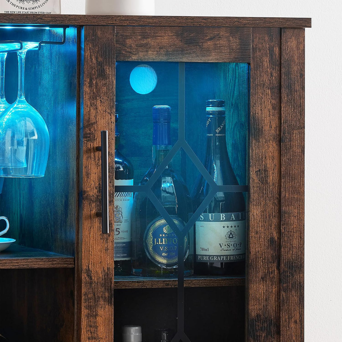 Freestanding LED‑Lit Wine Storage Bar Cabinet