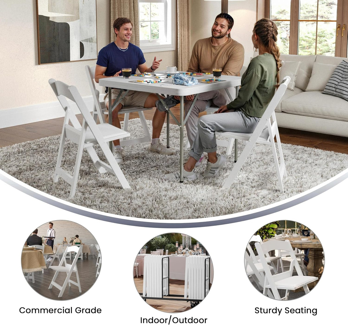 4‑Pack Heavy‑Duty Resin Folding Event Chairs