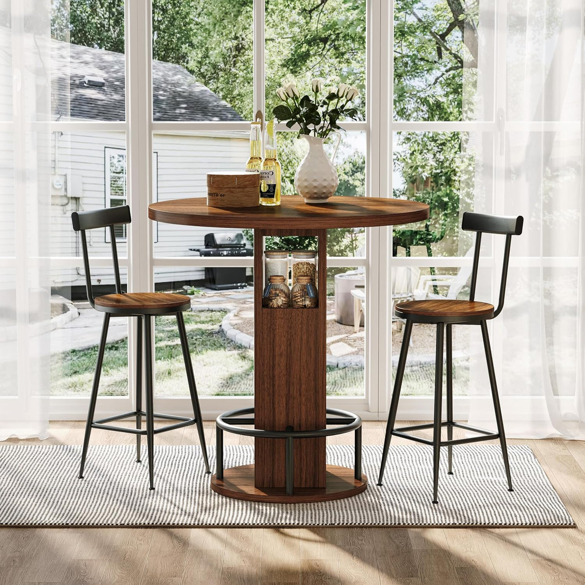 3‑Piece Industrial Counter‑Height Bar Dining Set