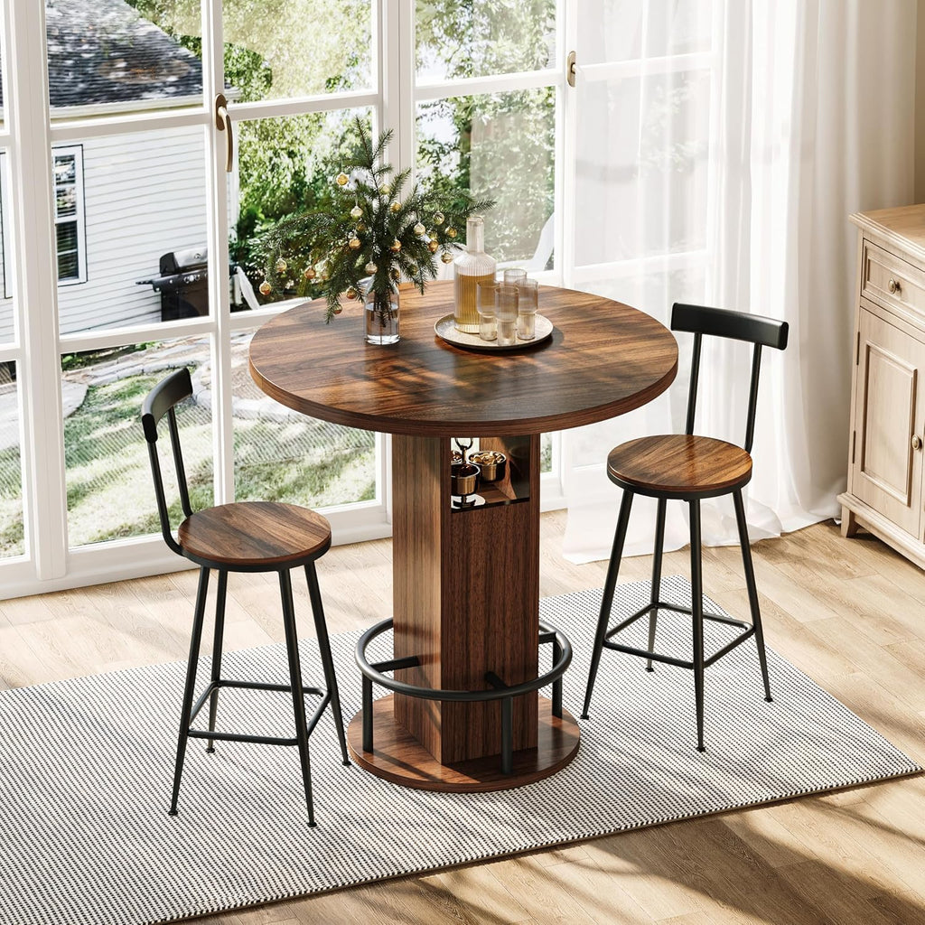 3‑Piece Industrial Counter‑Height Bar Dining Set