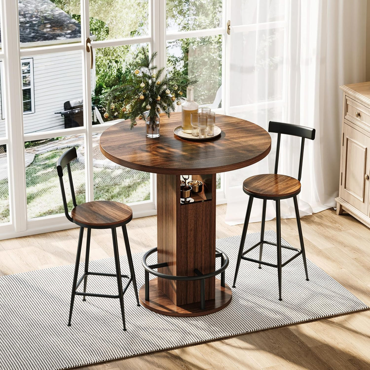 3‑Piece Industrial Counter‑Height Bar Dining Set