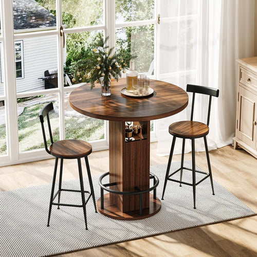 3‑Piece Industrial Counter‑Height Bar Dining Set