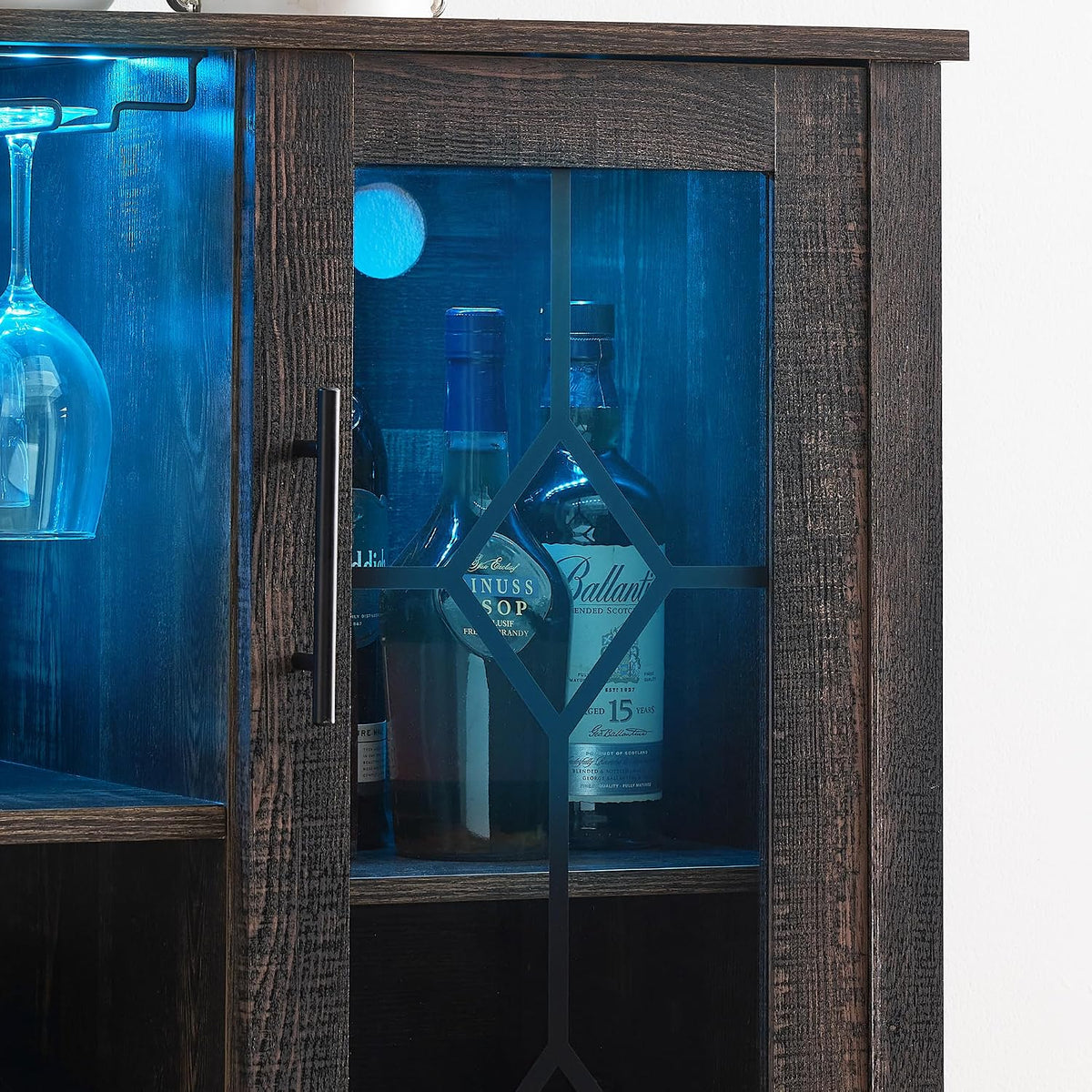 LED‑Lit Coffee Wine Storage Bar Cabinet