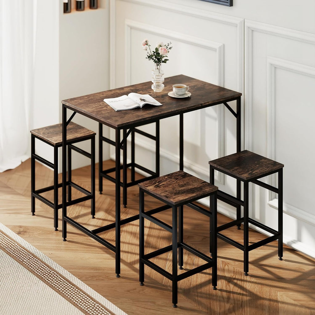 5‑Piece Industrial Bar Dining Table Set